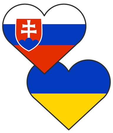 Slovenská a Ukrajinská vlajka v srdciach.